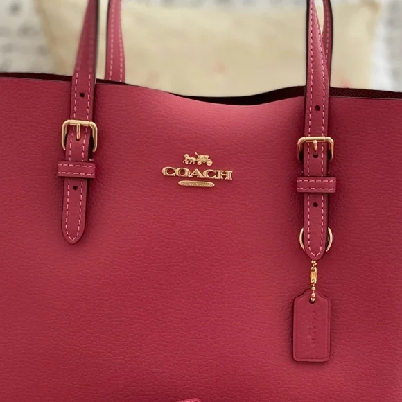 🆕 COACH | Pink Strawberry Haze Mollie Tote 25 Crossbody Shoulder Bag Purse - Picture 9 of 16